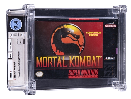 1993 SNES Super Nintendo (USA) "Mortal Kombat" Made in Japan (First Production)  Sealed Video Game - WATA 9.4/A++